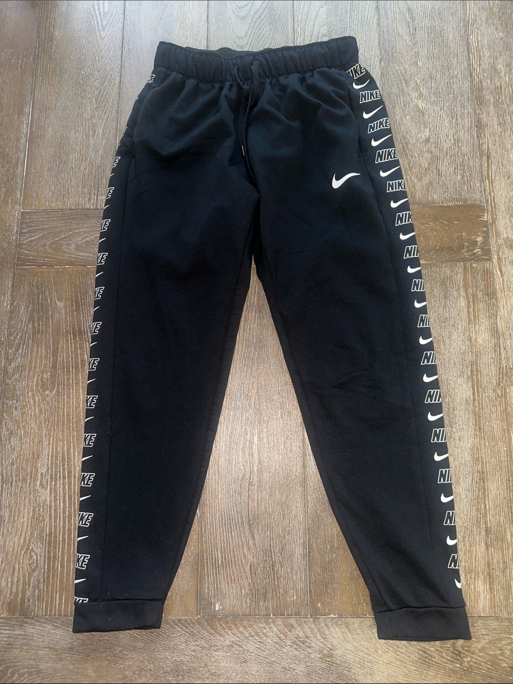 Nike Black Jogger Pants with White Logo Tape Size Medium